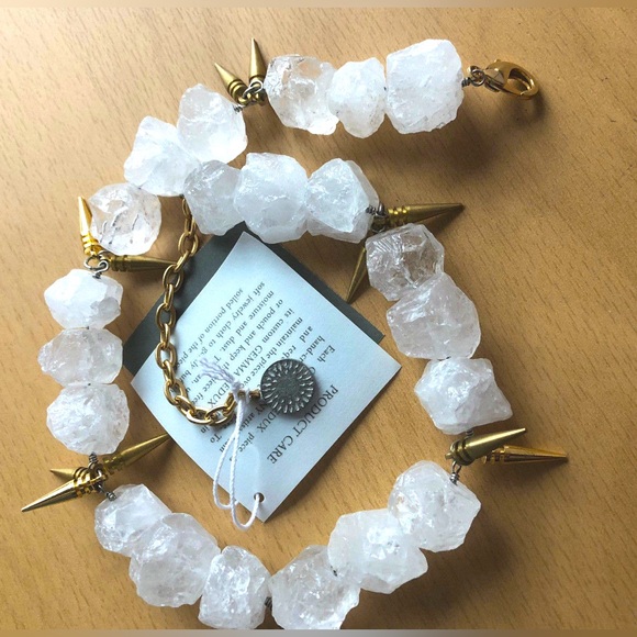 GEMMA REDUX NEW YORK WHITE QUARTZ CHOCKER NECKLACE W/EXTENTION BRAND NEW W/TAGS